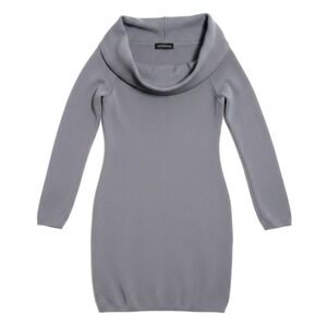Stylestalker Gray Ribbed Cowl Neck Bodycon Sweater Mini Dress Size Medium